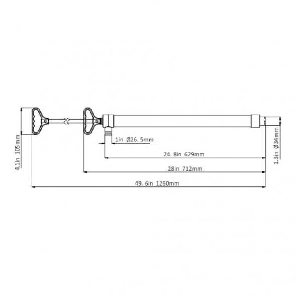 Помпа водооткачивающая ручная SeaFlo поршневая, 42 л/мин, патрубок 26,5 мм, длина 1260мм