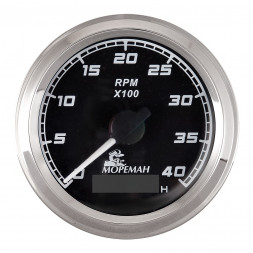 Тахометр со счетчиком моточасов, &quot;Мореман&quot; 4000 об/мин, черный циферблат