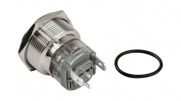 Кнопка с фиксацией, подсветка синяя, 12 В, д. 25 мм, Marine Rocket