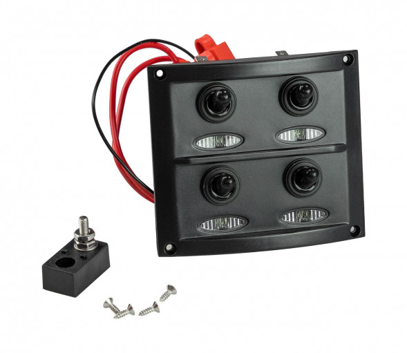 Панель бортового питания 4 переключателя, предохранители, индикация (упаковка из 2 шт.)