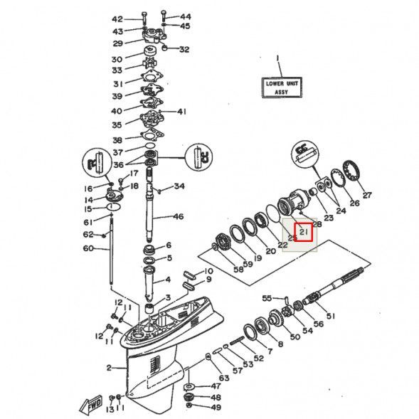 Обойма гребного вала 663 Yamaha 50-70 (KACAWA)