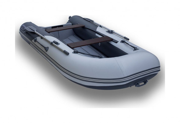Лодка РИБ (RIB) STEL R-375, серый/оранжевый, накладки на рундук и банки, защита киля, корпус серый
