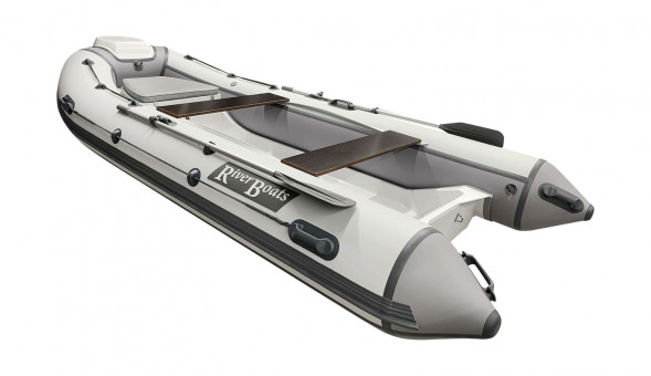 Лодка РИБ (RIB) RiverBoats RB 380 NEW, серо-белый, накладка на рундук,утка, защита киля, корпус белый