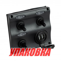 Панель бортового питания 3 переключателя, USB зарядка, индикация (упаковка из 24 шт.)