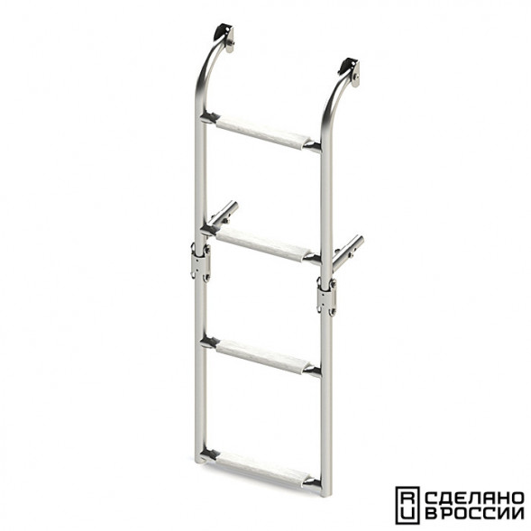 Трап складной с вертикальным креплением, 4 белых ступени (ширина 270 мм.)