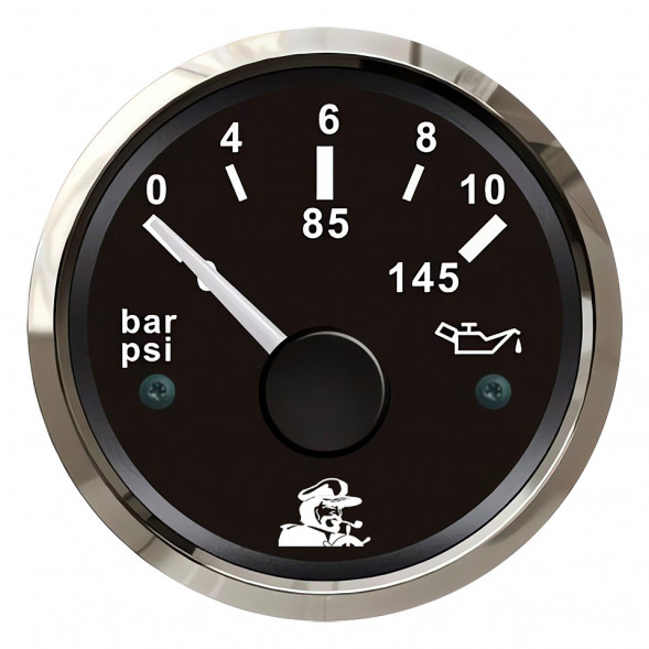 Указатель давления масла, "Мореман" 0-10 Bar, черный циферблат