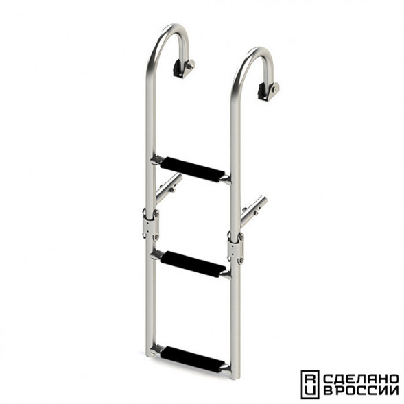 Трап складной с горизонтальным креплением, 3 черных ступени (ширина 220 мм.)