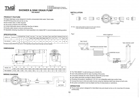 Самовсасывающий насос для &quot;черных вод&quot; 12В