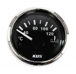 Указатель температуры двигателя 40-120 гр., черный циферблат, нержавеющий ободок, д. 52 мм