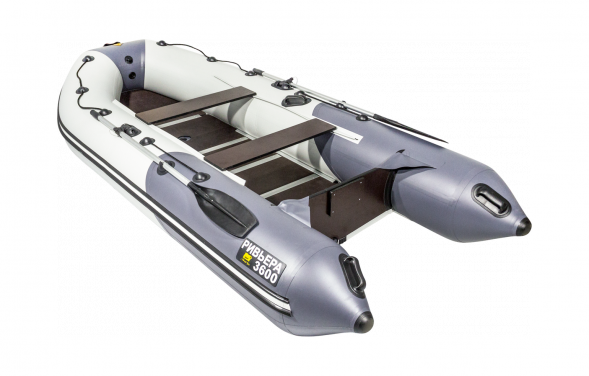 Надувная лодка ПВХ, Ривьера Компакт 3600 СК Комби, светло-серый/графит