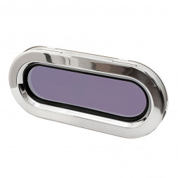 Иллюминатор, нерж. сталь, размер 7RE, фиксированный, овальный, белая рамка