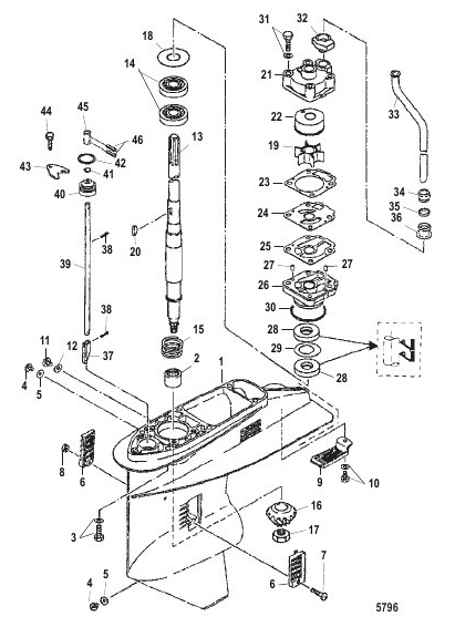 Редуктор в сборе Tohatsu (Mercury) M40-50 3C8S60090 (8M0046098), длина S