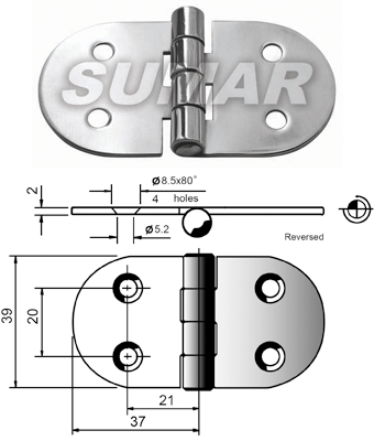Петля 74х39 мм, нержавеющая