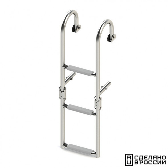 Трап складной с горизонтальным креплением, 3 серых ступени (ширина 220 мм.)