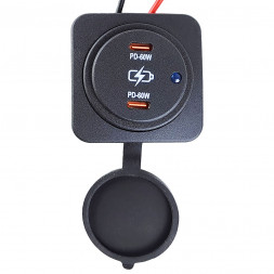 Гнездо зарядное накладное, два порта Type C