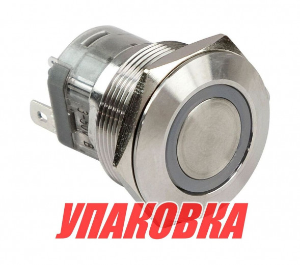 Кнопка без фиксации, подсветка белая, 12 В, д. 22 мм, Marine Rocket (упаковка из 50 шт.)