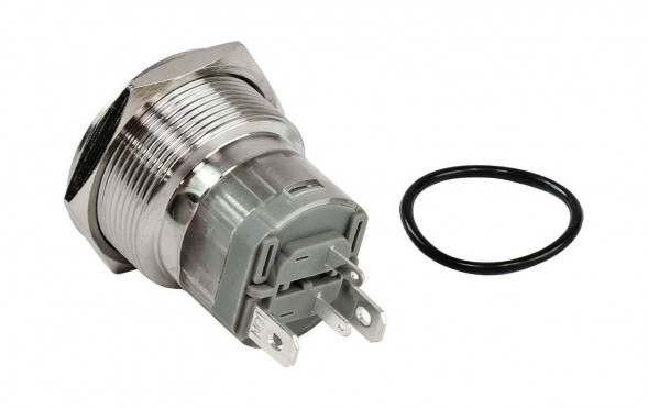 Кнопка без фиксации, подсветка белая, 12 В, д. 22 мм, Marine Rocket (упаковка из 50 шт.)