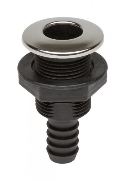 Разъем водосброса пластиковый с крышкой из нержавеющей стали под шланг 19 мм, черный (упаковка из 6 шт.)