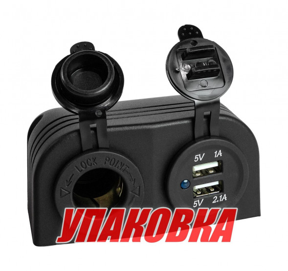 Панель с USB-разъемом 5в 2.1А и прикуривателем (упаковка из 10 шт.)