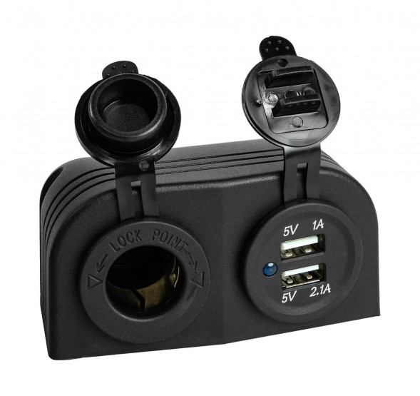 Панель с USB-разъемом 5в 2.1А и прикуривателем (упаковка из 40 шт.)
