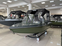 Моторная лодка, Неман 450 DCM PRO, зелёно-серая с Suzuki DF50ATL