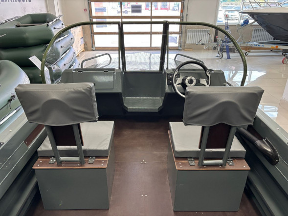 Моторная лодка, Неман 450 DCM PRO, зелёно-серая с Suzuki DF50ATL