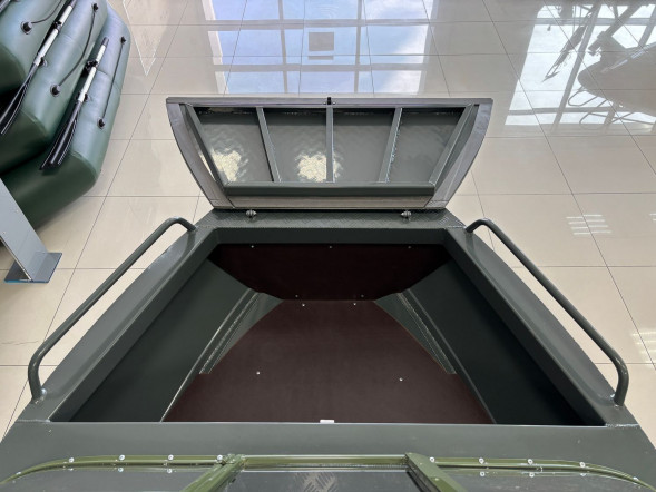 Моторная лодка, Неман 450 DCM PRO, зелёно-серая с Suzuki DF50ATL