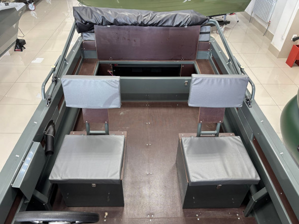 Моторная лодка, Неман 450 DCM PRO, зелёно-серая с Suzuki DF50ATL