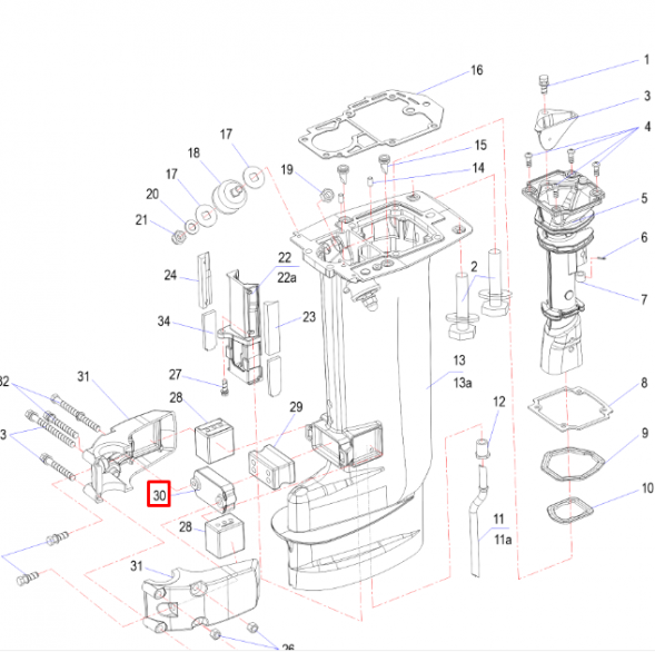 Основание подушки передней нижней Yamaha 20-30 (689-44553-00;30F-00.00.00.08;T30-05.00.11) (Yamaha)