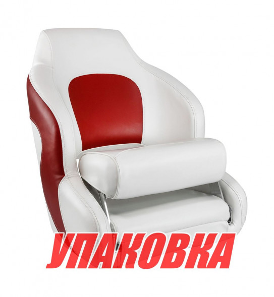 Кресло с болстером Premium Captain&#039;s Bucket, обивка винил, цвет белый/красный, Marine Rocket (упаковка из 4 шт.)