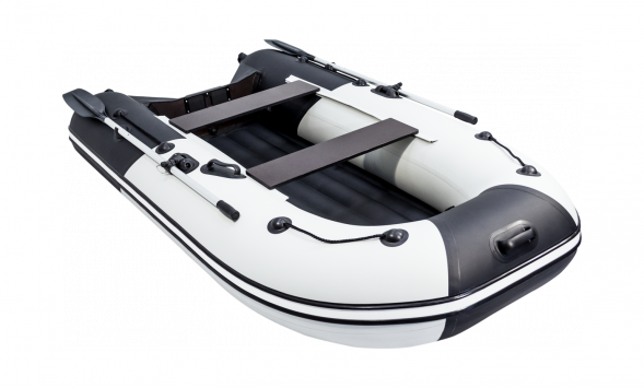 Надувная лодка ПВХ, Ривьера Компакт 3200 НДНД Комби, светло-серый/черный