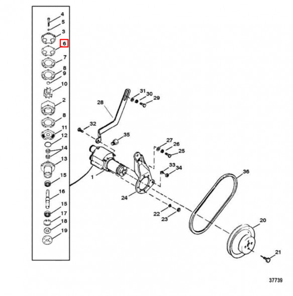 Прокладка паронитовая помпы MERCRUISER  ALPHA/BRAVO (Quicksilver)