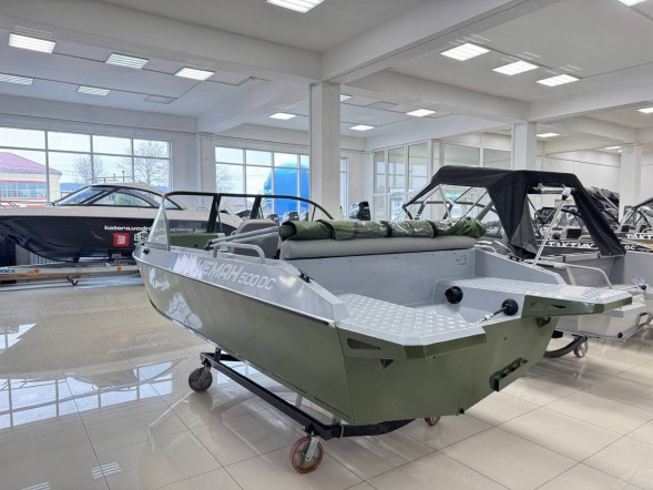 Моторная лодка, Неман 500 DC, серо-зелёная с Suzuki DF50ATL