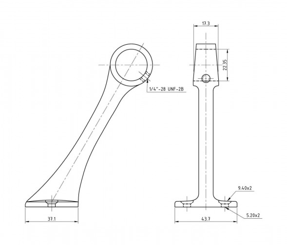 Стойка поручня проходная под трубу 7/8&quot; (22 мм), поперечная, высота 127 мм
