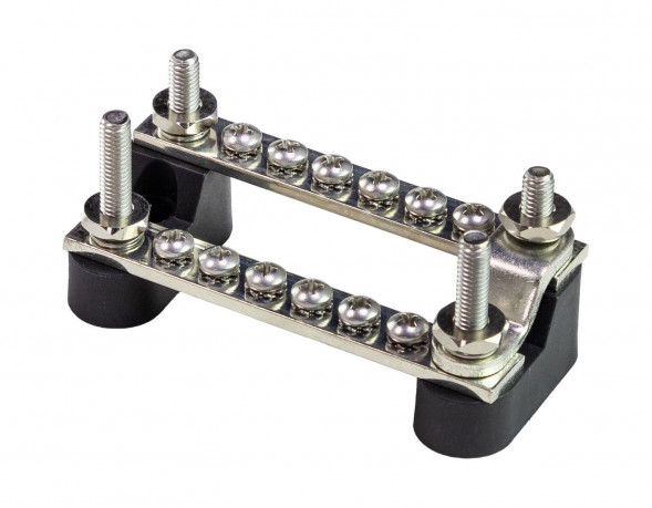 Колодка распределительная электромонтажная с защитной крышкой, 2 планки по 6 контактов