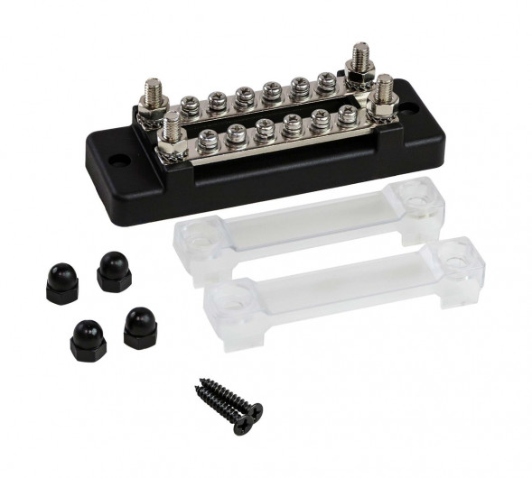 Колодка распределительная электромонтажная с защитной крышкой, 2 планки по 6 контактов