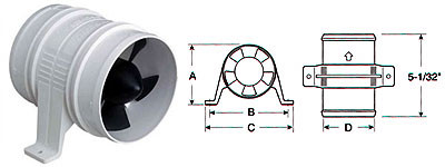 Влагозащищенный электрический вентилятор «Turbo 4000», 12 В.