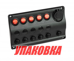 Панель бортового питания 5 переключателей, разъем прикуривателя, индикация, автоматы (упаковка из 6 шт.)