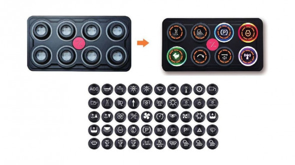 Панель управления (2 ряда, 8 кнопок, силикон, RGB), Marine Rocket