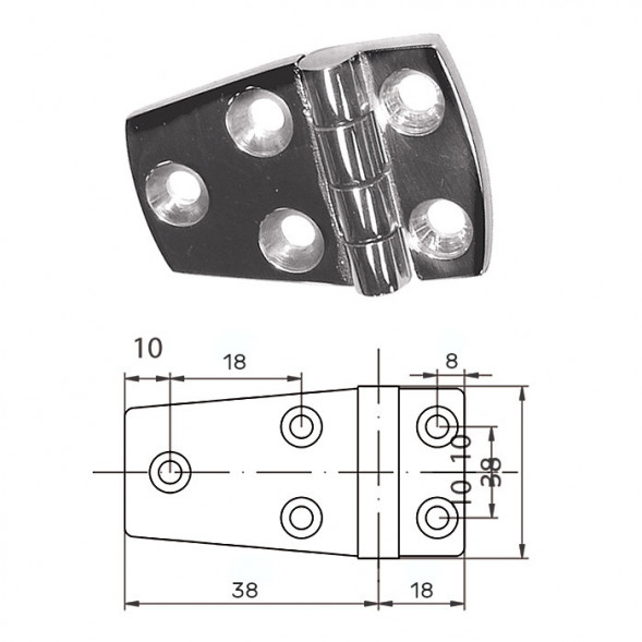 Петля асимметричная 2-1/4&quot;х1-1/2&quot;