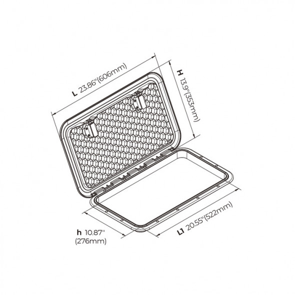 Крышка рундука SEAFLO 353x606 мм с замком, белый пластик
