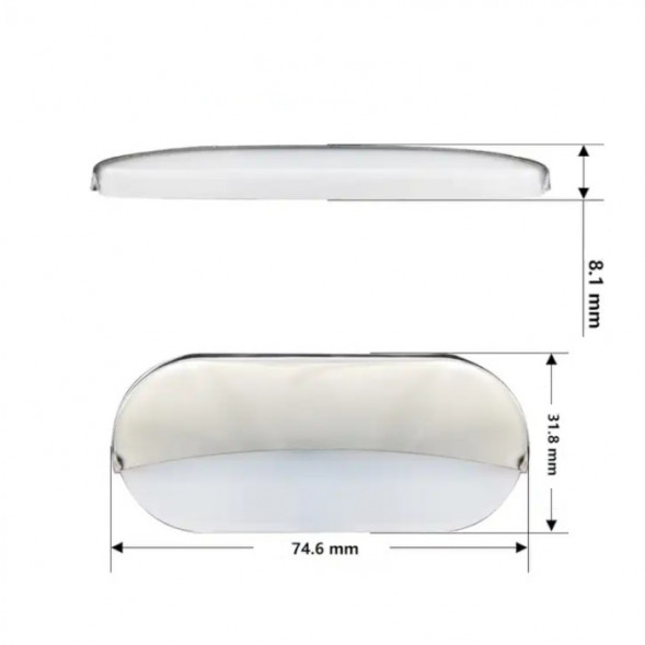 Светильник для подсветки палуб и трапов светодиодный, теплый белый свет, нерж. сталь