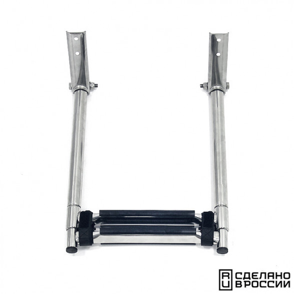 Трап телескопический складной, 2 черных ступени (ширина 305 мм.)