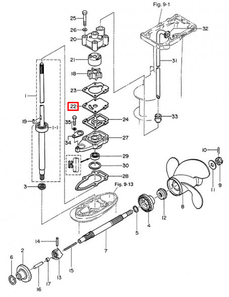 Пластина помпы охлаждения Tohatsu 8-9.8, MFS8 (RT)