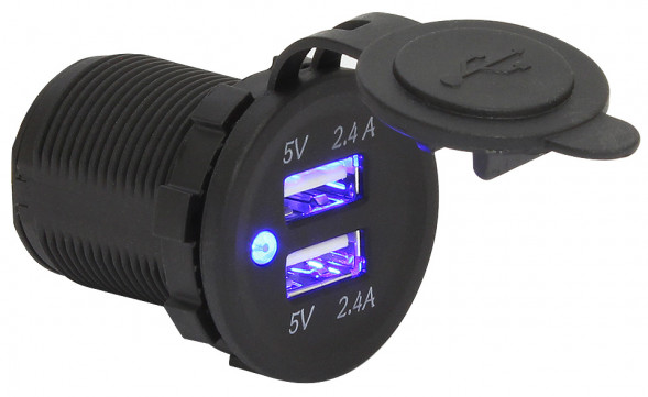 Гнездо питания с USB-разъемами, 4,8 А, подсветка