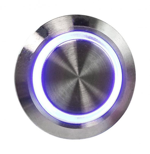 Кнопка с фиксацией в комплекте с контактным разъемом, 12/24 В 5А, OFF-ON 5P, D22 синяя подсветка (упаковка из 10 шт.)