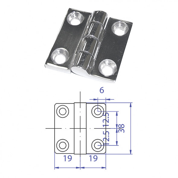 Петля прямоугольная неразъемная 1-1/2&quot;х1-1/2&quot;