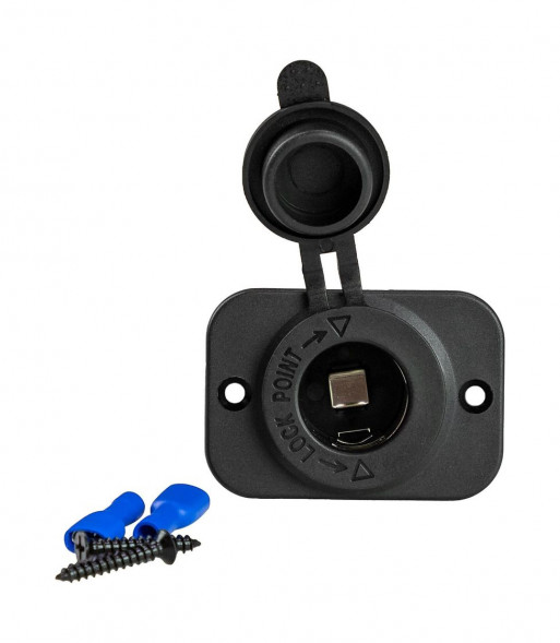 Разъем прикуривателя на панели, врезной, чёрный (упаковка из 10 шт.)