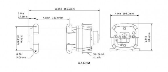 Помпа водоподающая мембранная SeaFlo, 24 В, 17 л/мин, 2.8 бар, 3 А