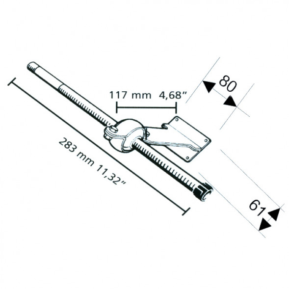 Опора транцевая РТ 283x55, нерж. сталь